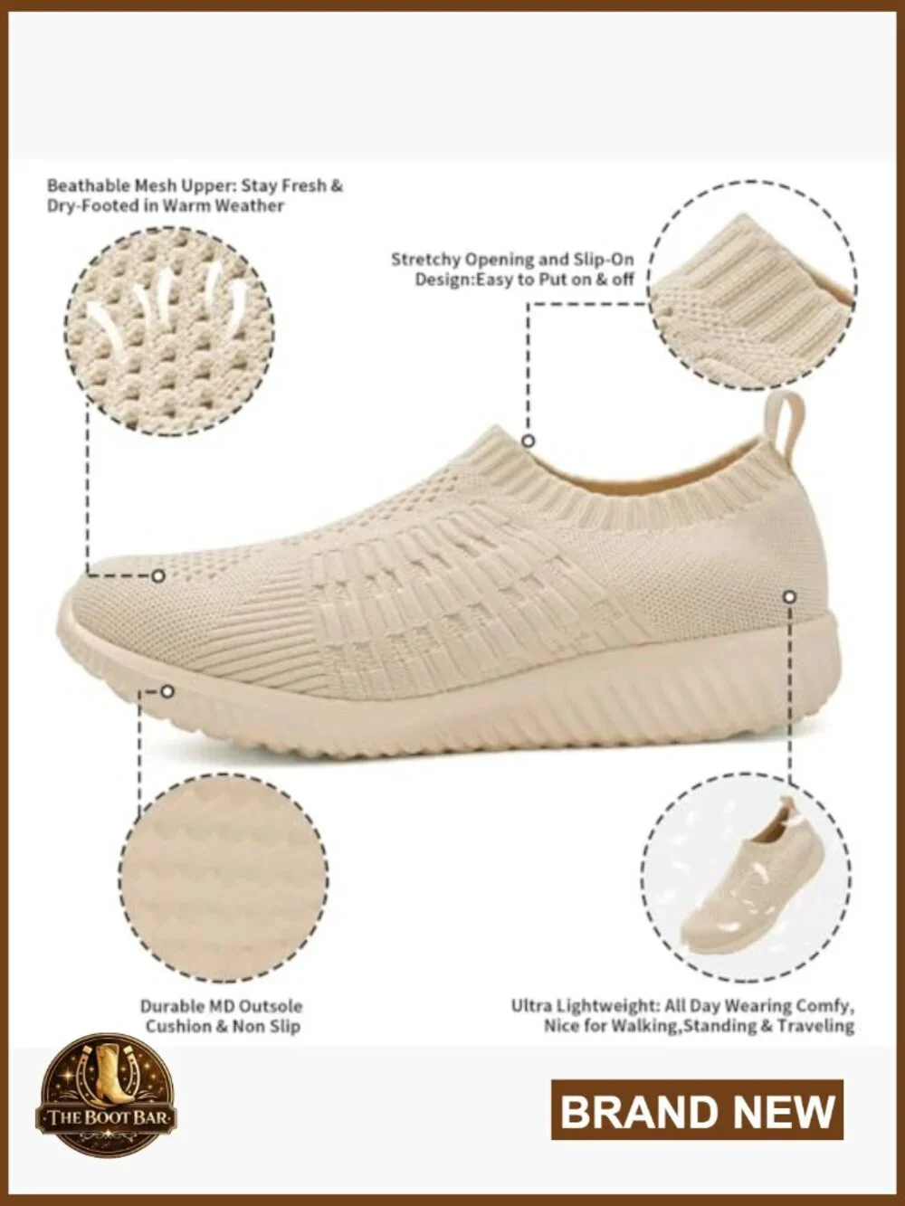 Slip On Walking Sneakers Breathable Mesh Lightweight Casual Shoes